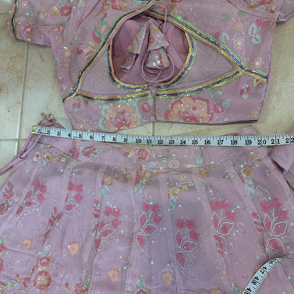 Embroidered Pink Lehenga Set - Picture 8 of 15